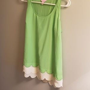 Lilly Pulitzer Carlina Green Scalloped Tank Top